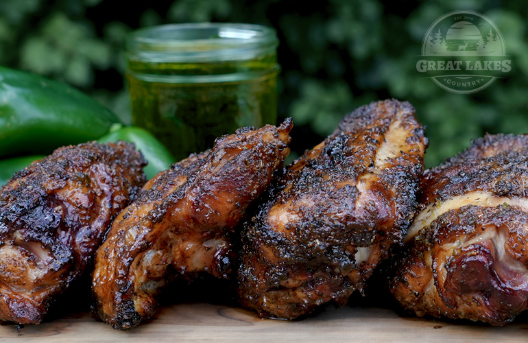 BBQ Chicken Thighs with Jalapeno Jelly Glaze